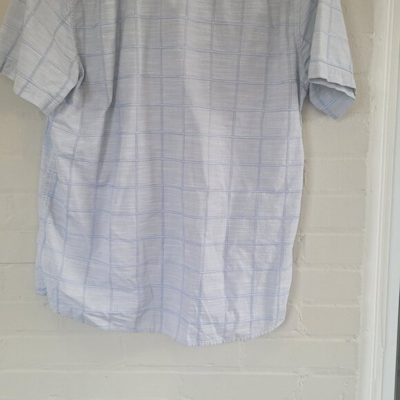 Even Tide Men's L Tall Slim Fit Short Sleeve Button Down Light Blue Check - Picture 4 of 4